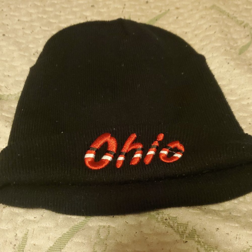 Red & White Small Head Ohio Beanie